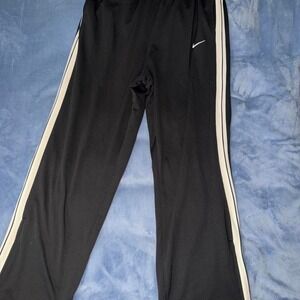 Nike Basketball Pants Men size xl Black White Striped Ankle Zip Sweatpants Y2K